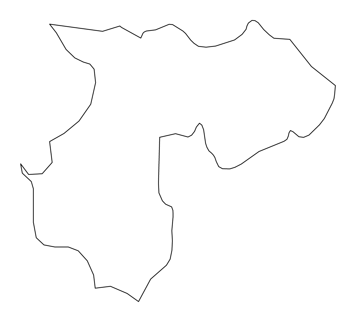 Outline map of Durrës County, Albania.