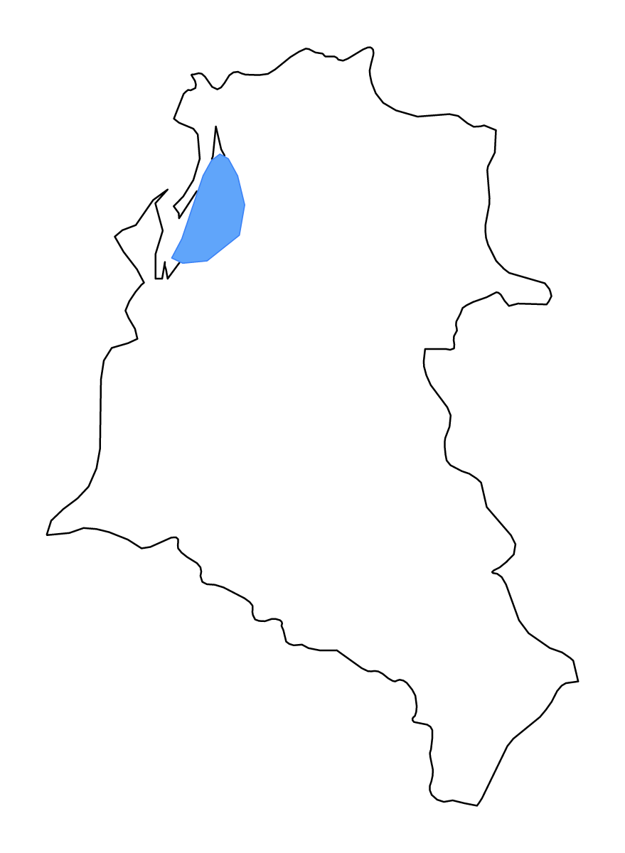 Outline map of Fier County, Albania with lakes and rivers.