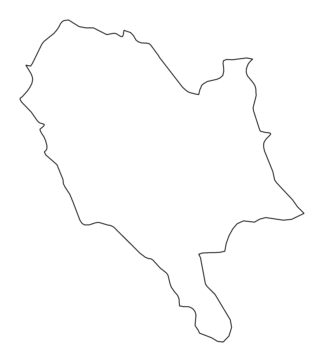 Outline map of Gjirokastër County, Albania with rivers.