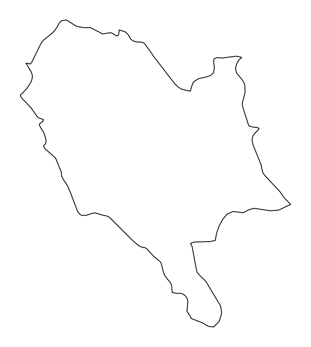 Outline map of Gjirokastër County, Albania with rivers.