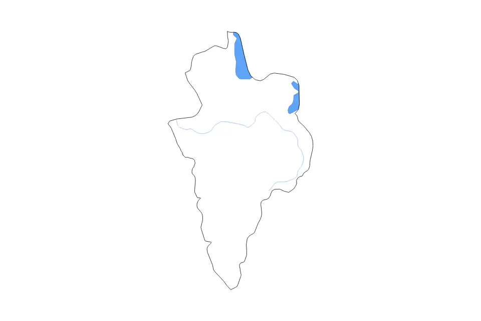 Mapa de Korçë, Albania de tipo contorno, lagos y ríos para Europa, con contorno, lagos y ríos con elementos de agua como Lake Prespa y Lake Ohrid.