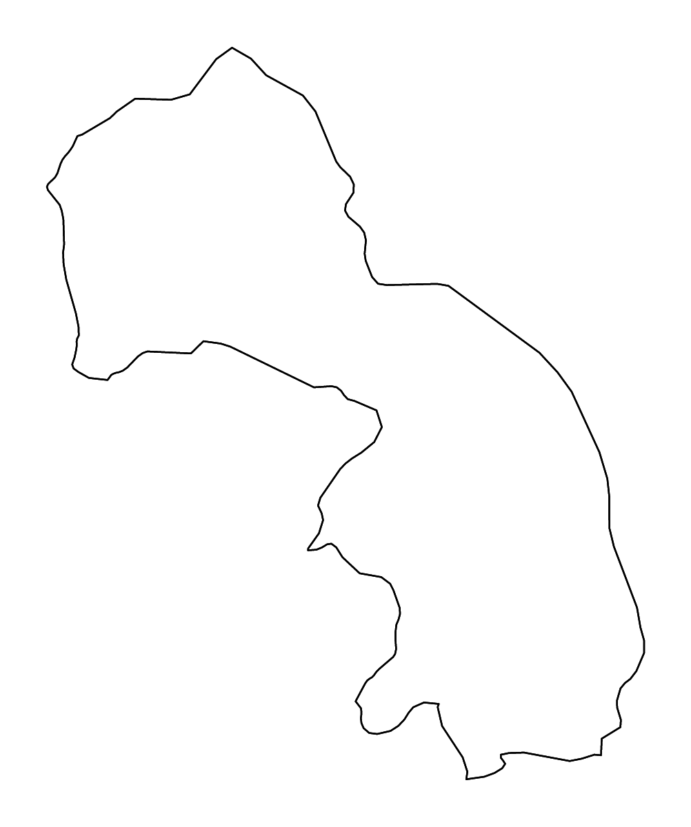 Outline map of Kukës County, Albania with rivers.