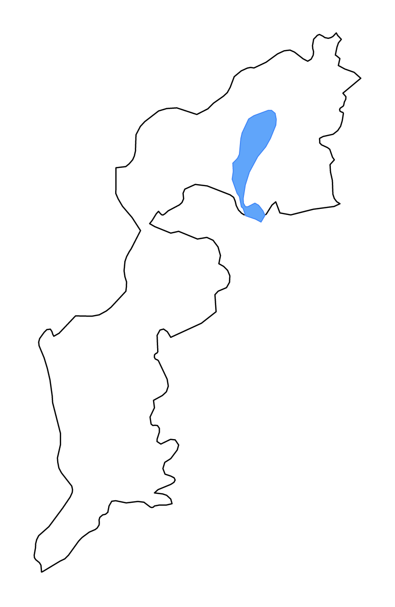 Outline map of Burgenland, Austria with lakes and rivers.