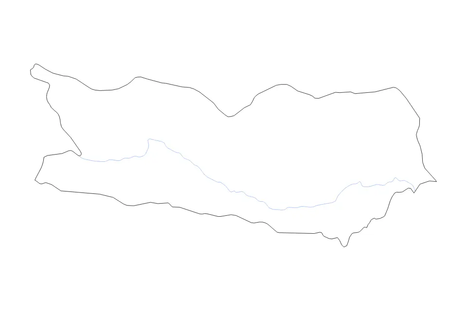 Outline map of Carinthia, Austria with subdivision borders and rivers.