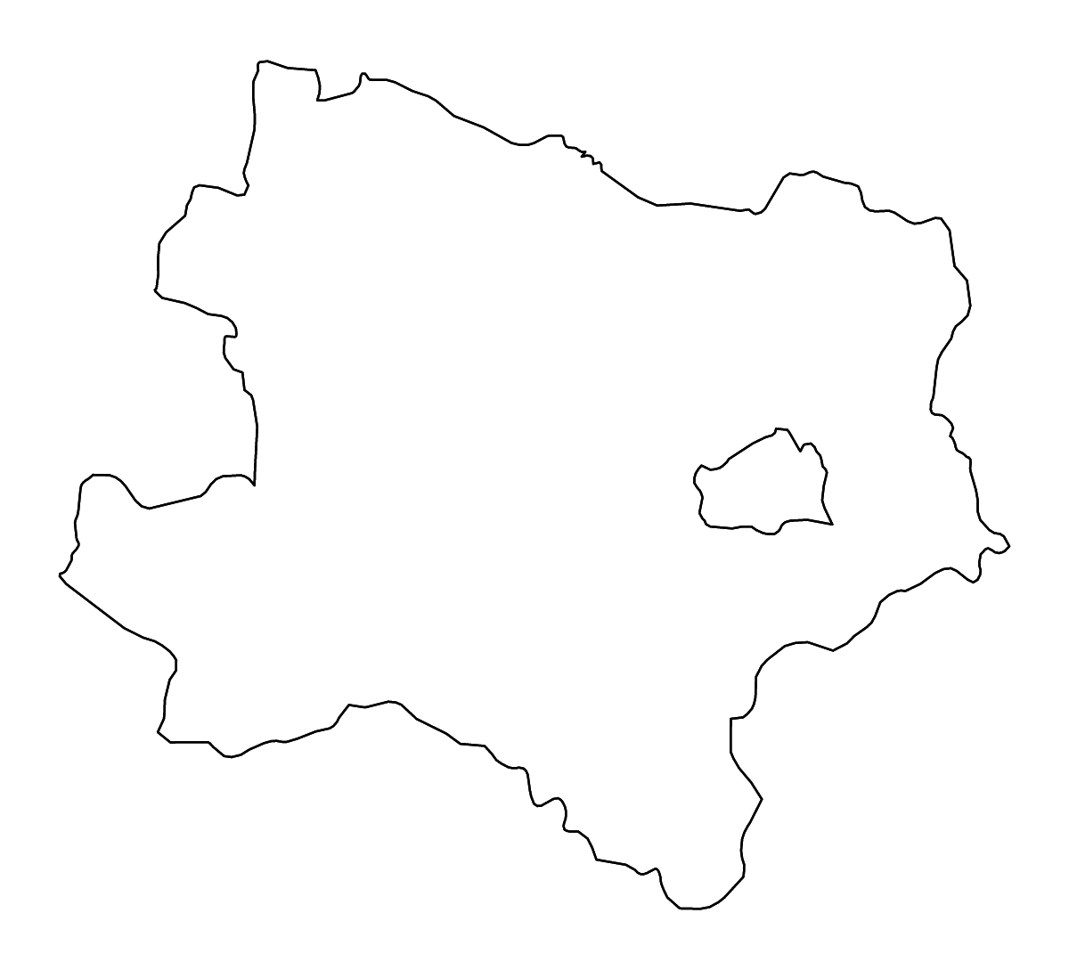 Outline map of Lower Austria, Austria with rivers.