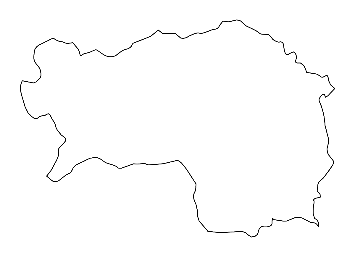 Outline map of Styria, Austria with rivers.