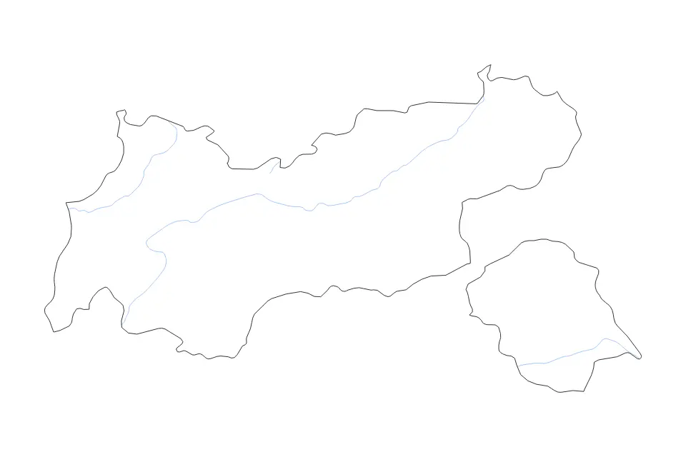 Carte de Tyrol, Austria de type contour et rivières pour Europe, montrant contour et rivières avec des limites nettes.