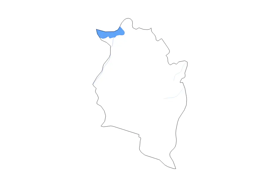 Outline map of Vorarlberg, Austria with subdivision borders and major lakes and rivers.