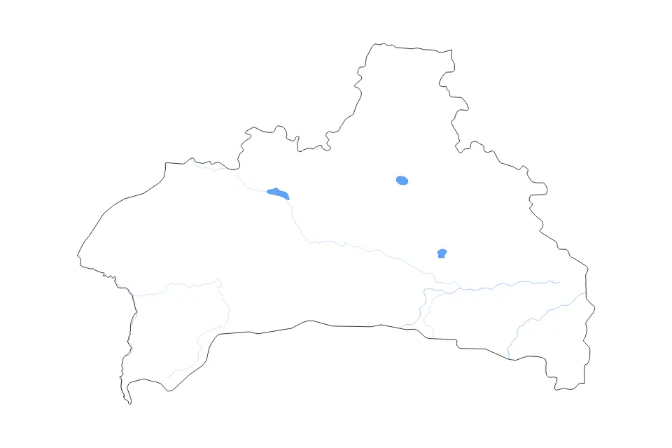 Mapa de Brest, Belarus de tipo contorno, lagos y ríos para Europa, con contorno, lagos y ríos con elementos de agua como Vadaskhovishcha Syalyets, Vadaskhovishcha Pahost y Vozyera Vyhanashchanskaye.