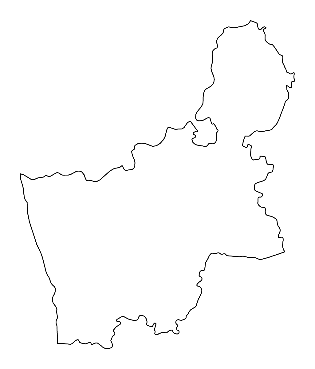 Outline map of Grodno, Belarus with rivers.