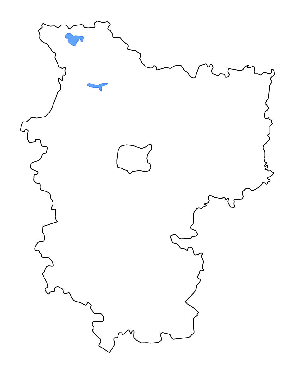 Carte de contour de Minsk (municipalité), Belarus avec lacs et rivières.
