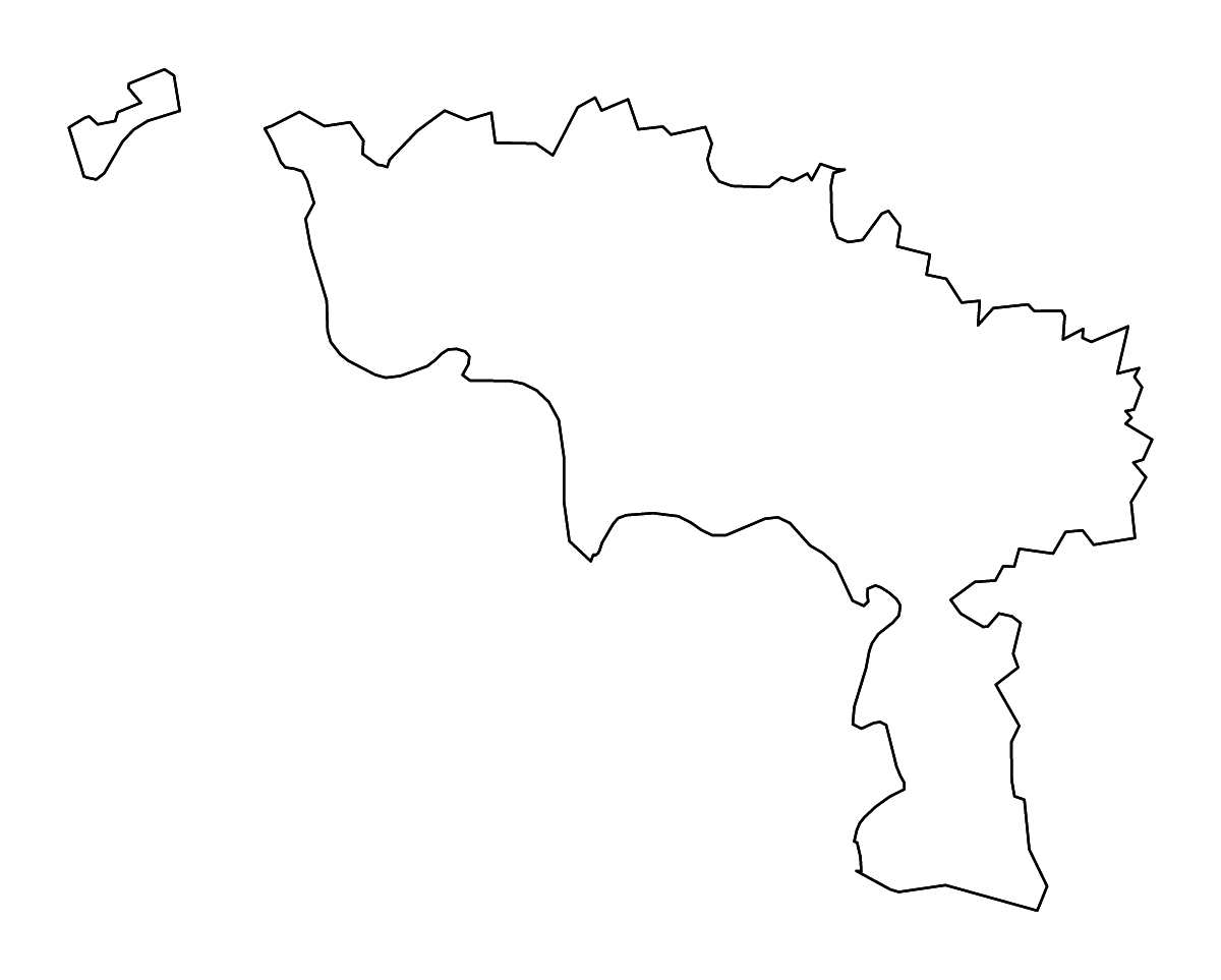 Outline map of Hainaut, Belgium with rivers.