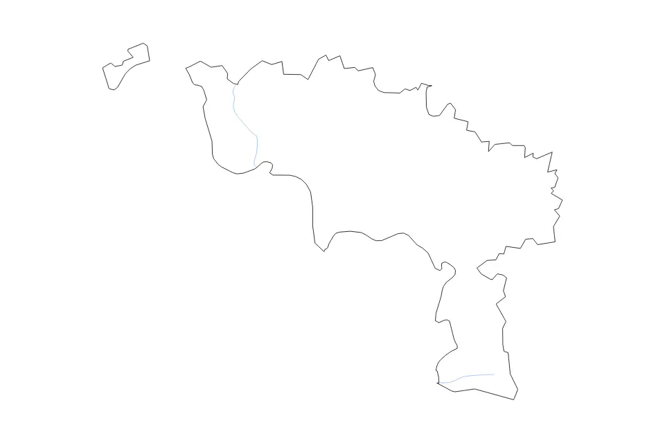 Mapa de Hainaut, Belgium de tipo contorno y ríos para Europa, con contorno y ríos con límites limpios.