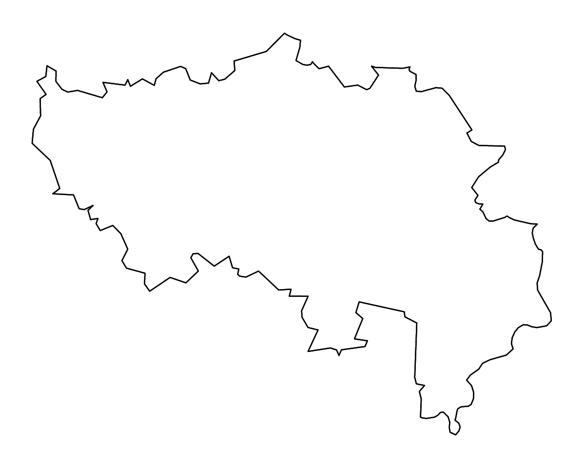 Outline map of Liège, Belgium with rivers.