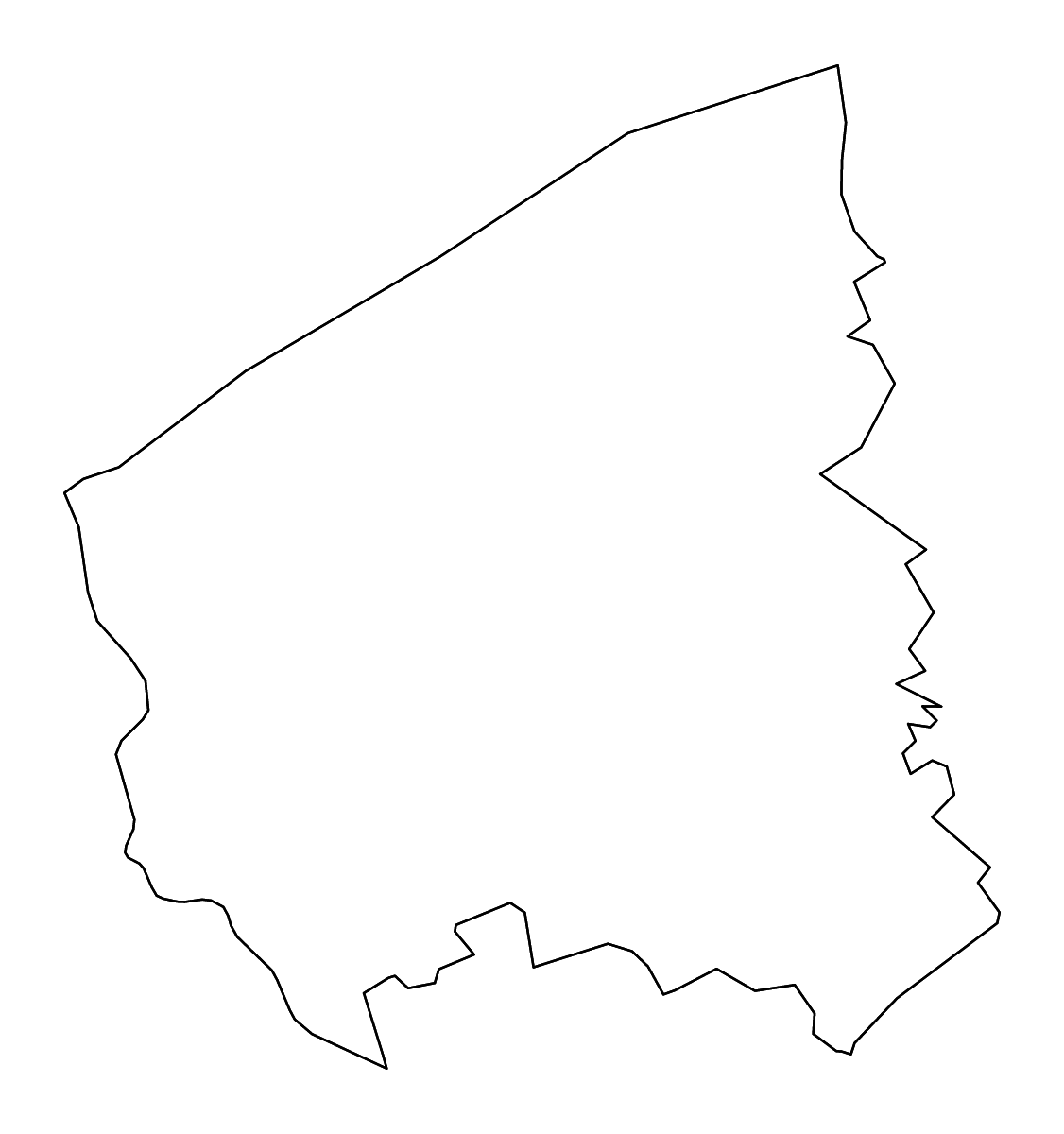Outline map of West Flanders, Belgium with rivers.