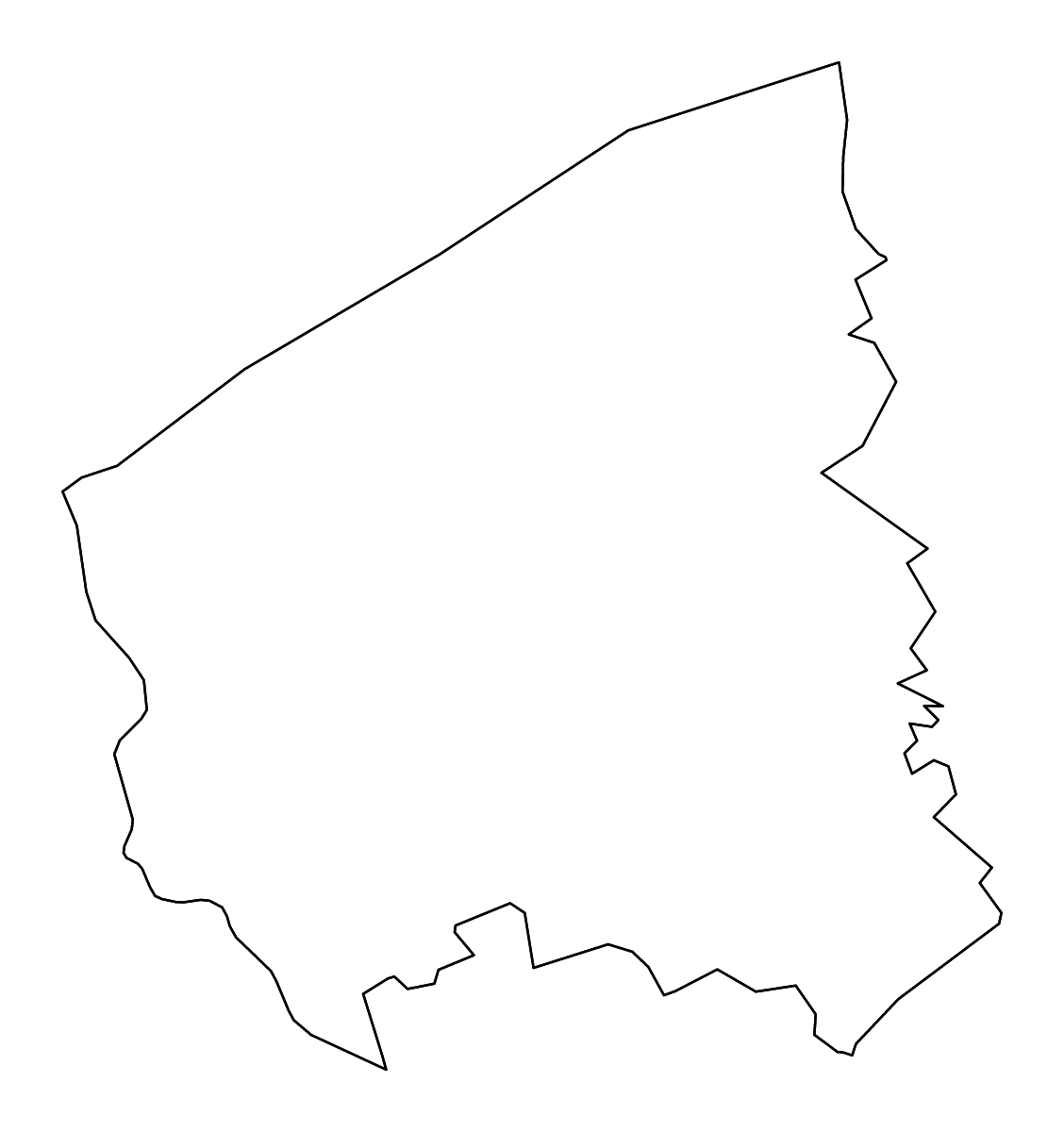 Mapa de contorno de West Flanders, Belgium con ríos.