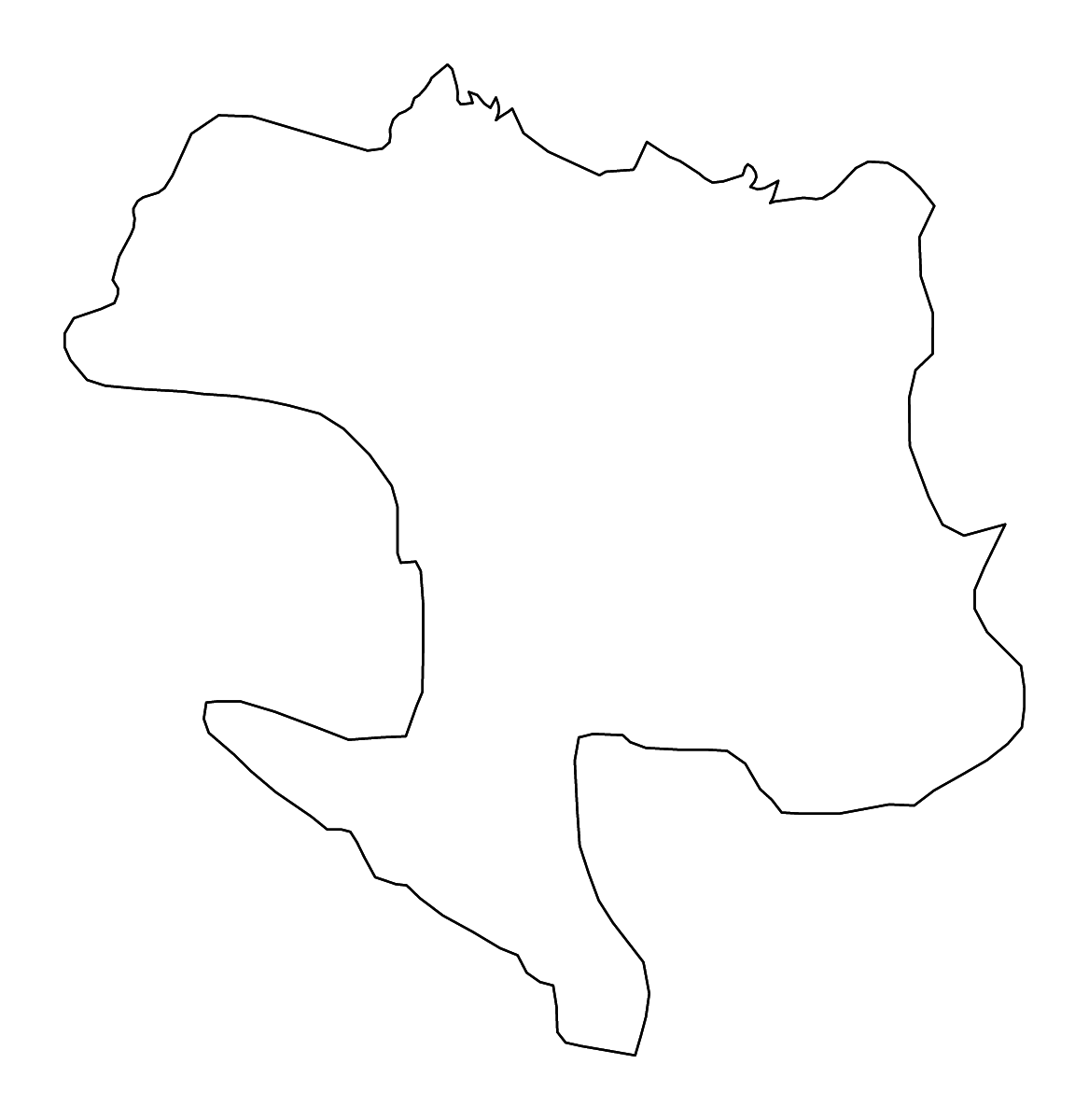 Mapa de contorno de Banja Luka, Bosnia and Herzegovina con ríos.