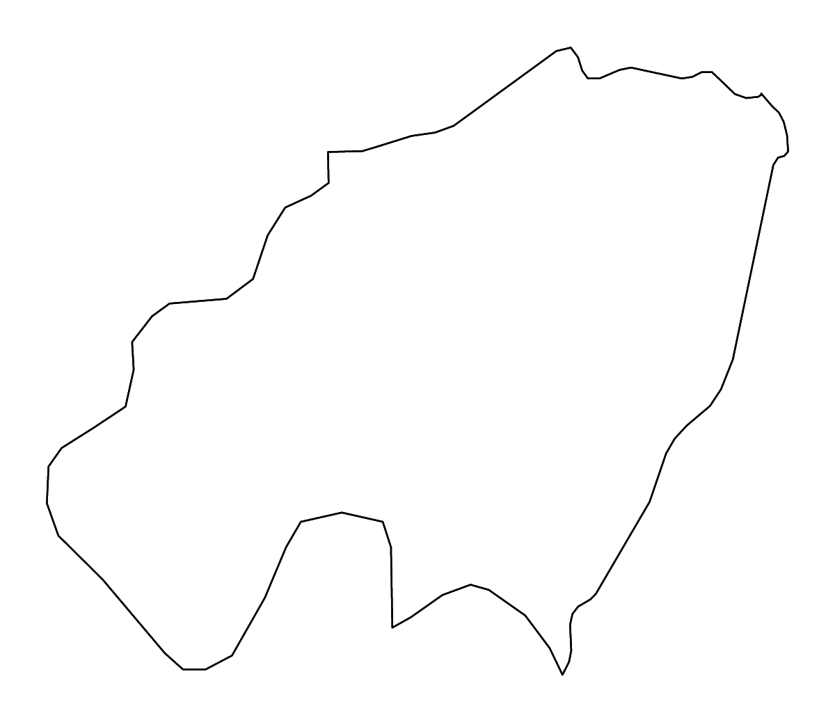 Mapa de contorno de Bijeljina, Bosnia and Herzegovina con ríos.