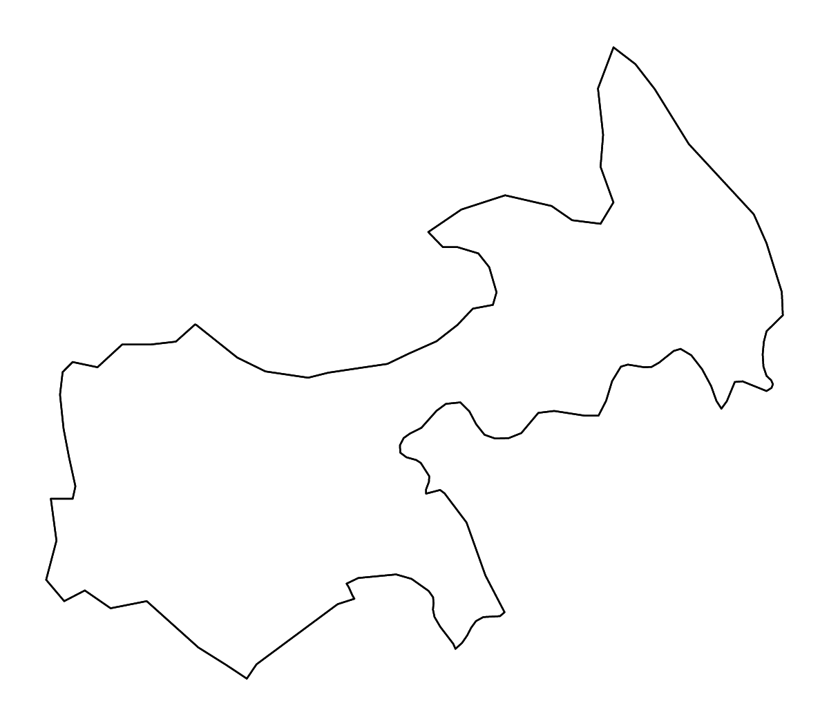 Outline map of Foča, Bosnia and Herzegovina with rivers.