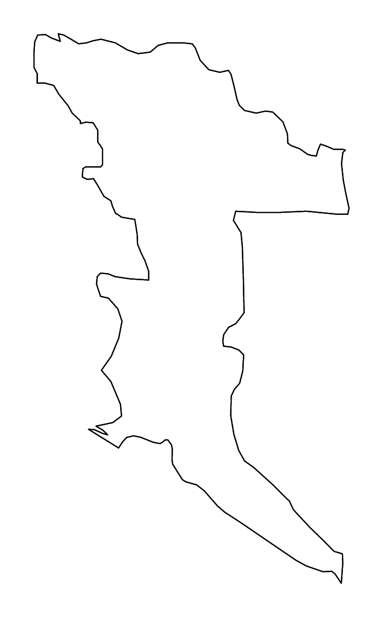 Outline map of Herzegovina-Neretva Canton, Bosnia and Herzegovina with rivers.