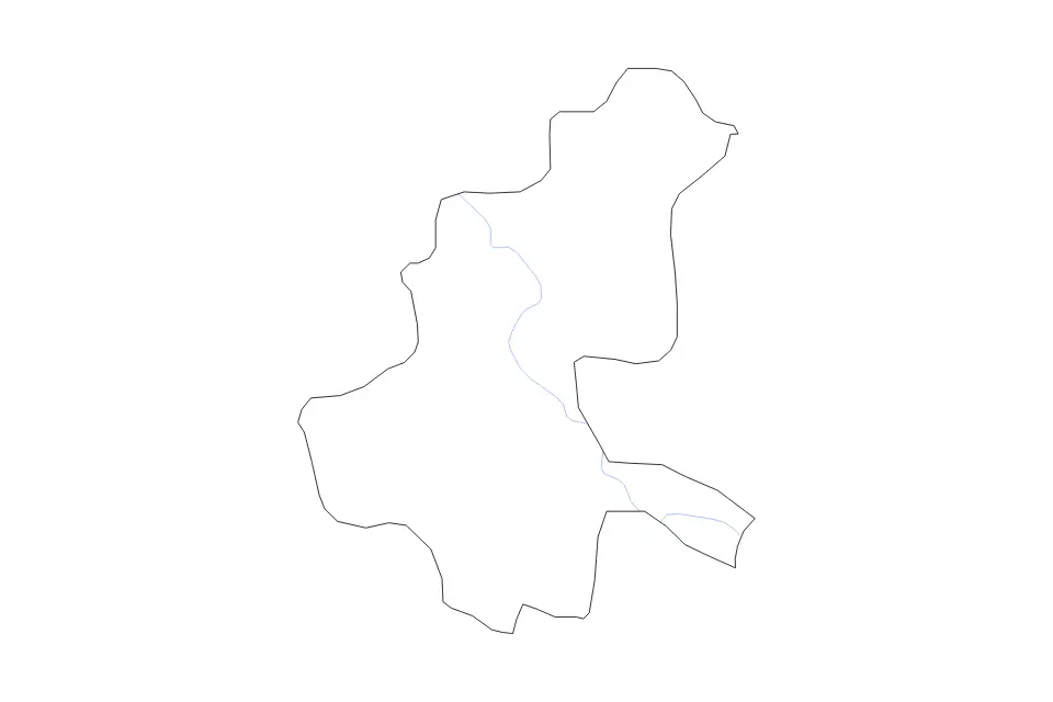 Outline map of Sarajevo Canton, Bosnia And Herzegovina with subdivision borders and rivers.