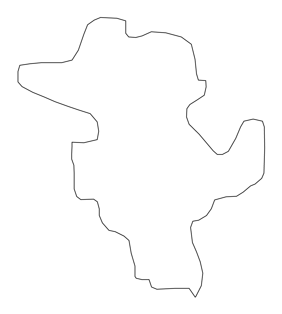 Mapa de contorno de Tuzla Canton, Bosnia and Herzegovina.