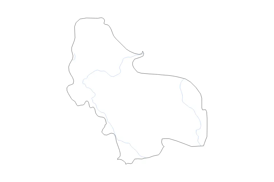 Mapa de Una-Sana Canton, Bosnia And Herzegovina de tipo contorno y ríos para Europa, con contorno y ríos con límites limpios.