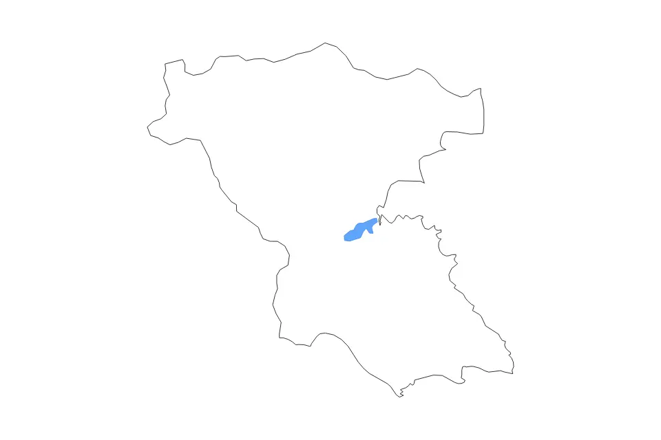Mapa de Burgas, Bulgaria de tipo contorno y lagos para Europa, con contorno y lagos con elementos de agua como Yazovir Mandra.