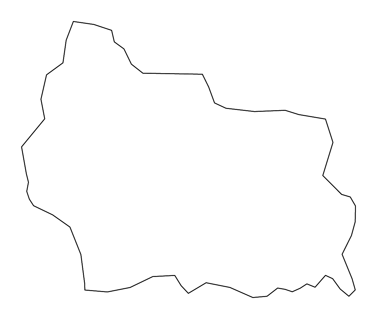 Outline map of Gabrovo, Bulgaria with rivers.