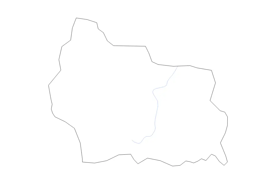 Outline map of Gabrovo, Bulgaria with subdivision borders and rivers.