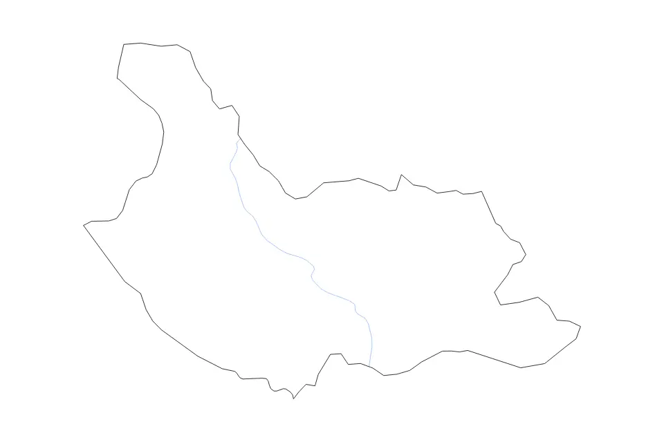 Mapa de Kyustendil, Bulgaria de tipo contorno y ríos para Europa, con contorno y ríos con límites limpios.