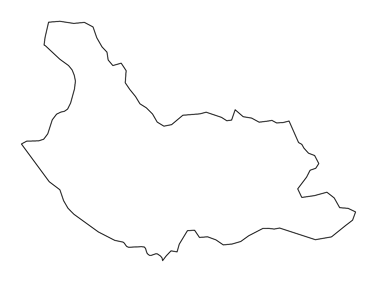 Outline map of Kyustendil, Bulgaria with rivers.