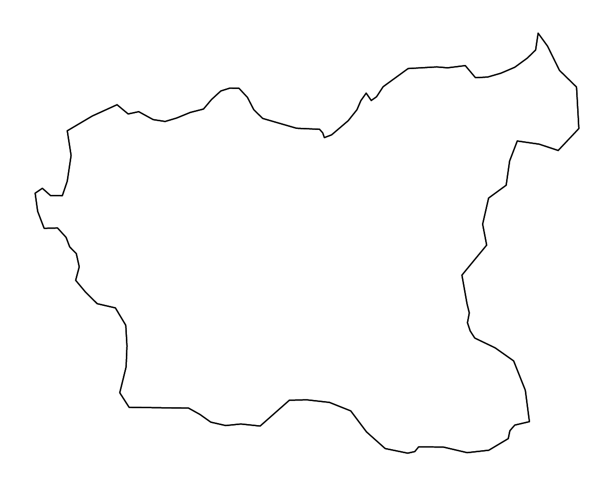 Outline map of Lovech, Bulgaria with rivers.