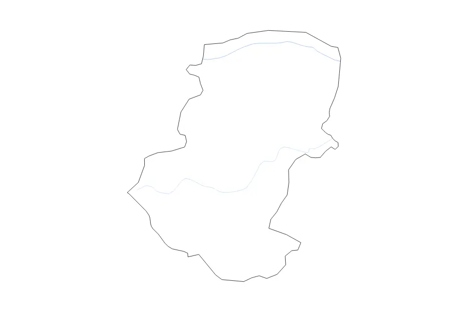 Outline map of Montana, Bulgaria with subdivision borders and rivers.