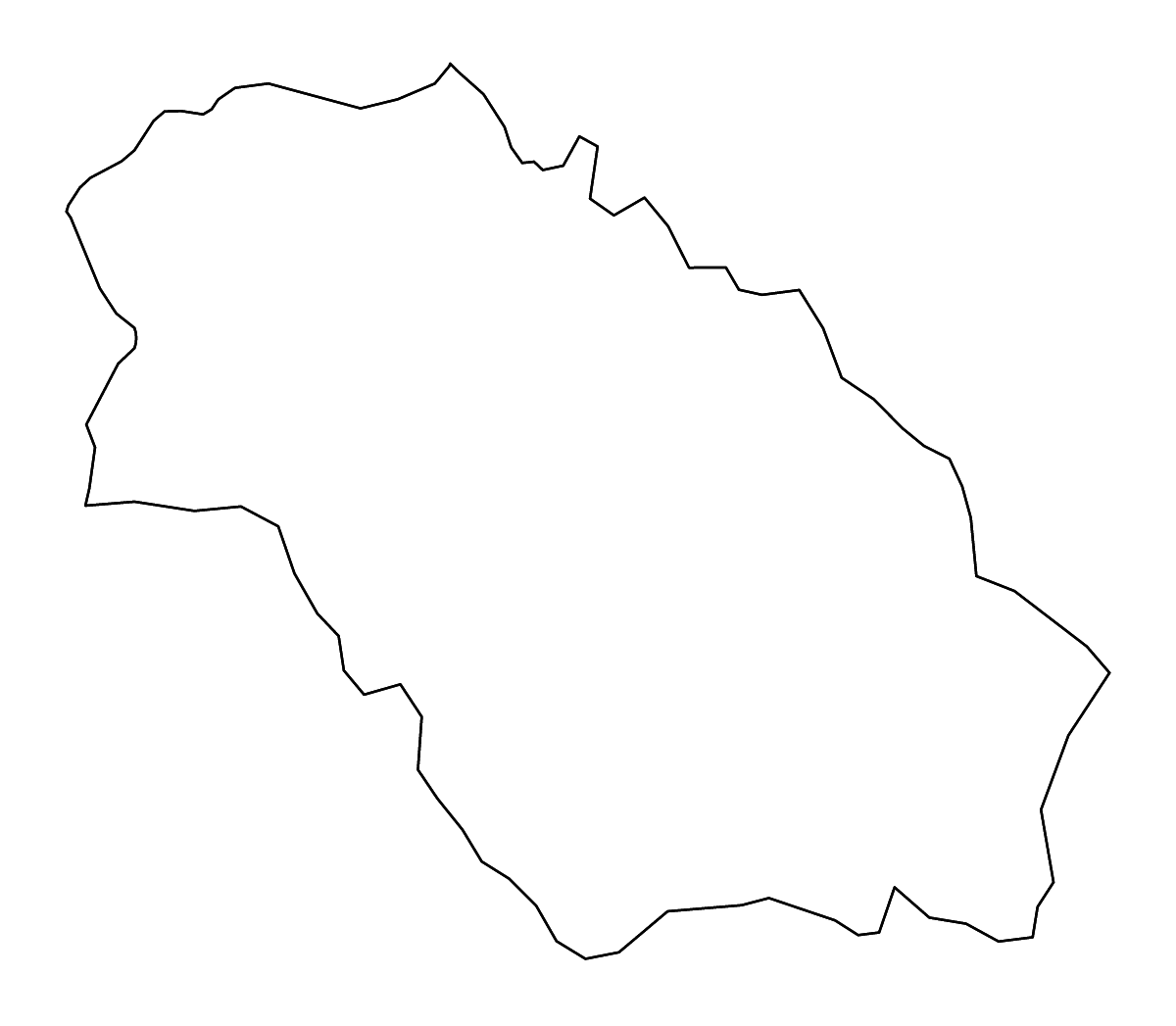 Mapa de contorno de Pernik, Bulgaria con ríos.