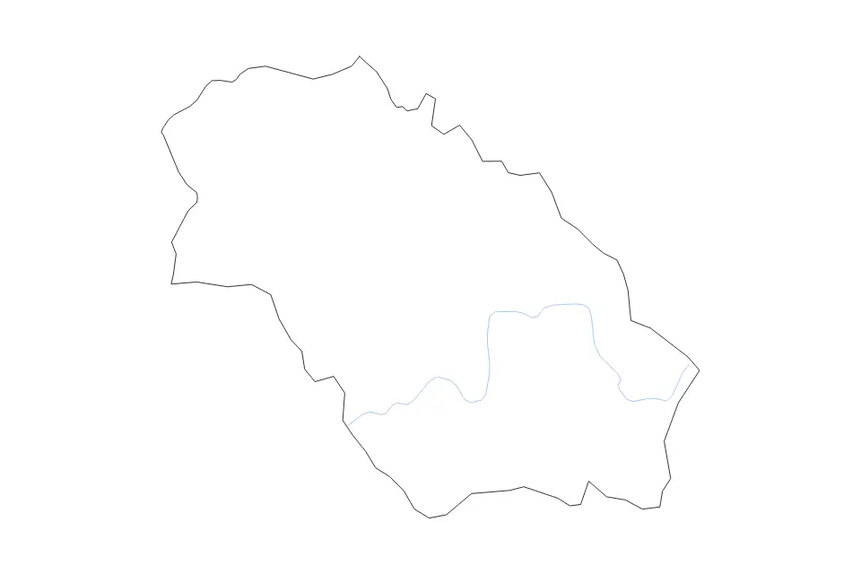 Mapa de Pernik, Bulgaria de tipo contorno y ríos para Europa, con contorno y ríos con límites limpios.