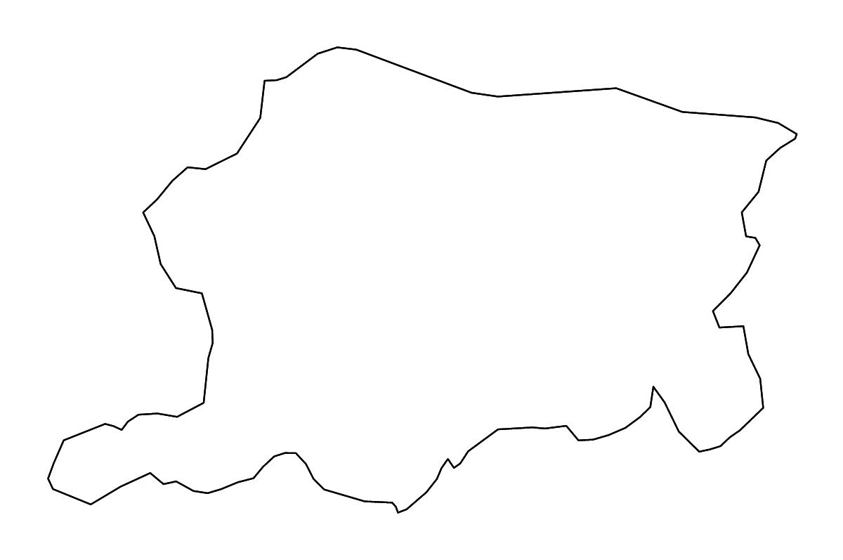 Mapa de contorno de Pleven, Bulgaria con ríos.