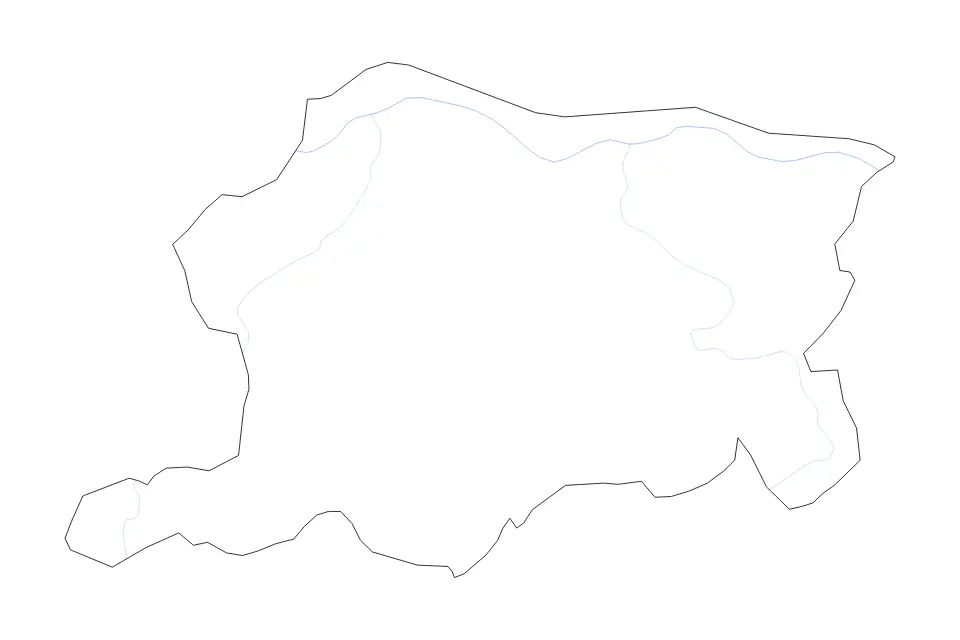 Mapa de Pleven, Bulgaria de tipo contorno y ríos para Europa, con contorno y ríos con límites limpios.