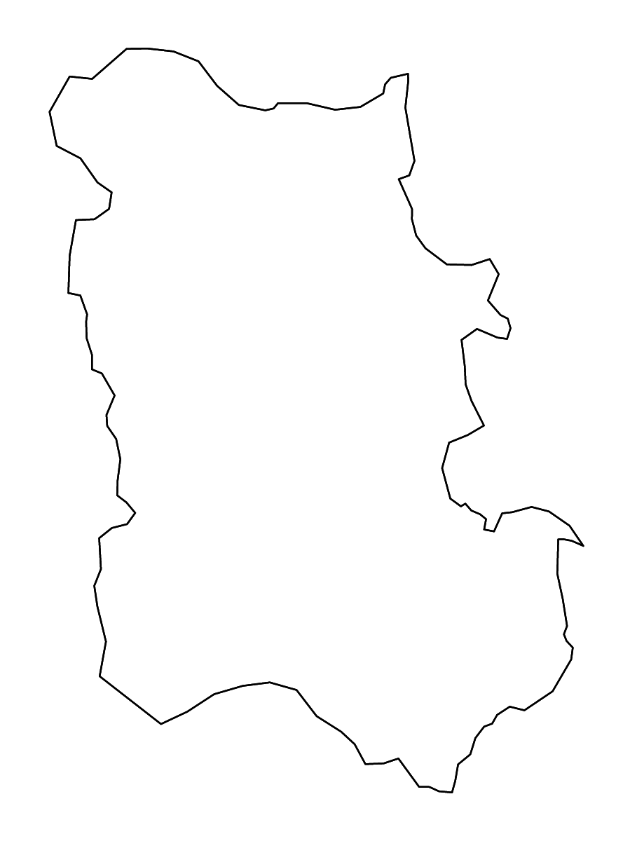 Outline map of Plovdiv, Bulgaria with rivers.
