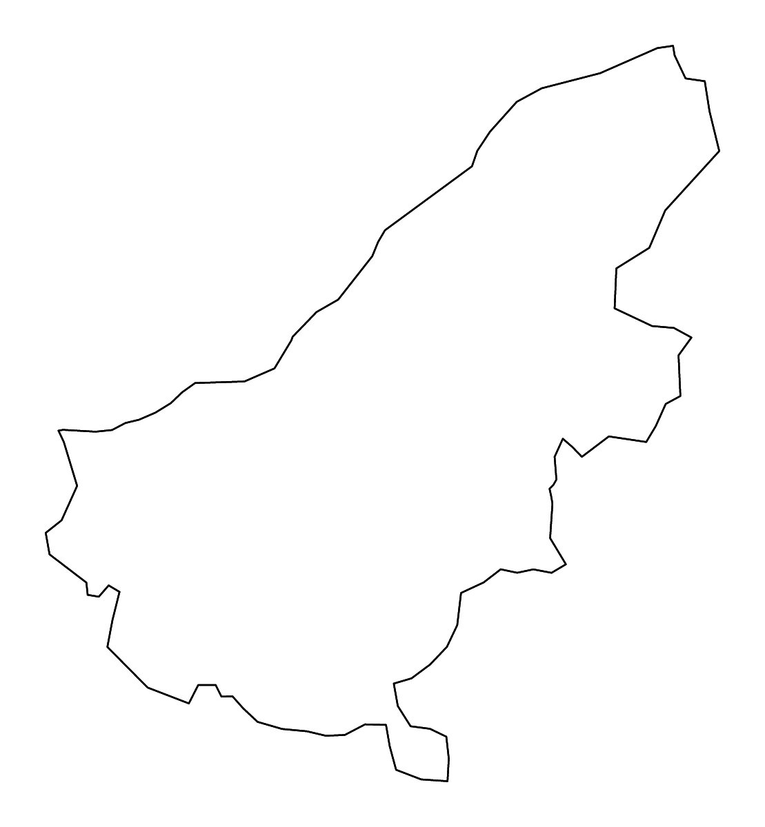 Mapa de contorno de Ruse, Bulgaria con ríos.