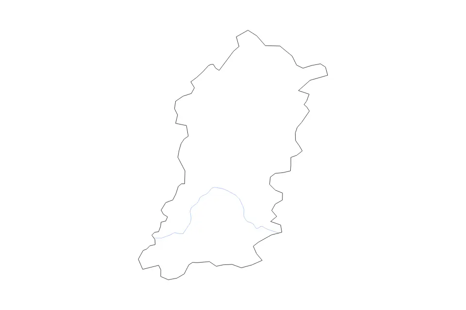 Mapa de Shumen, Bulgaria de tipo contorno y ríos para Europa, con contorno y ríos con límites limpios.