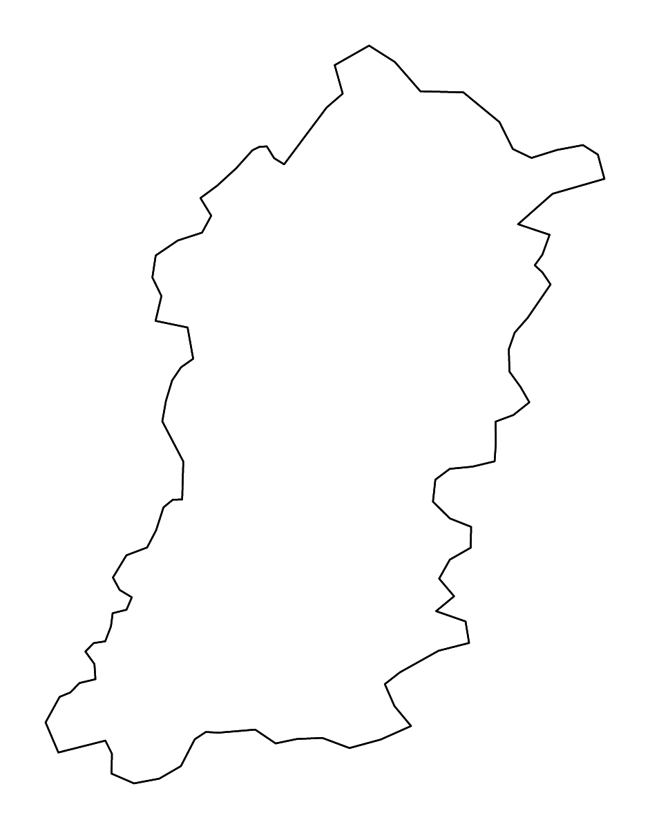 Mapa de contorno de Shumen, Bulgaria con ríos.