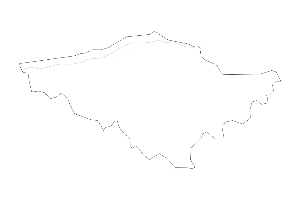 Outline map of Silistra, Bulgaria with subdivision borders and rivers.