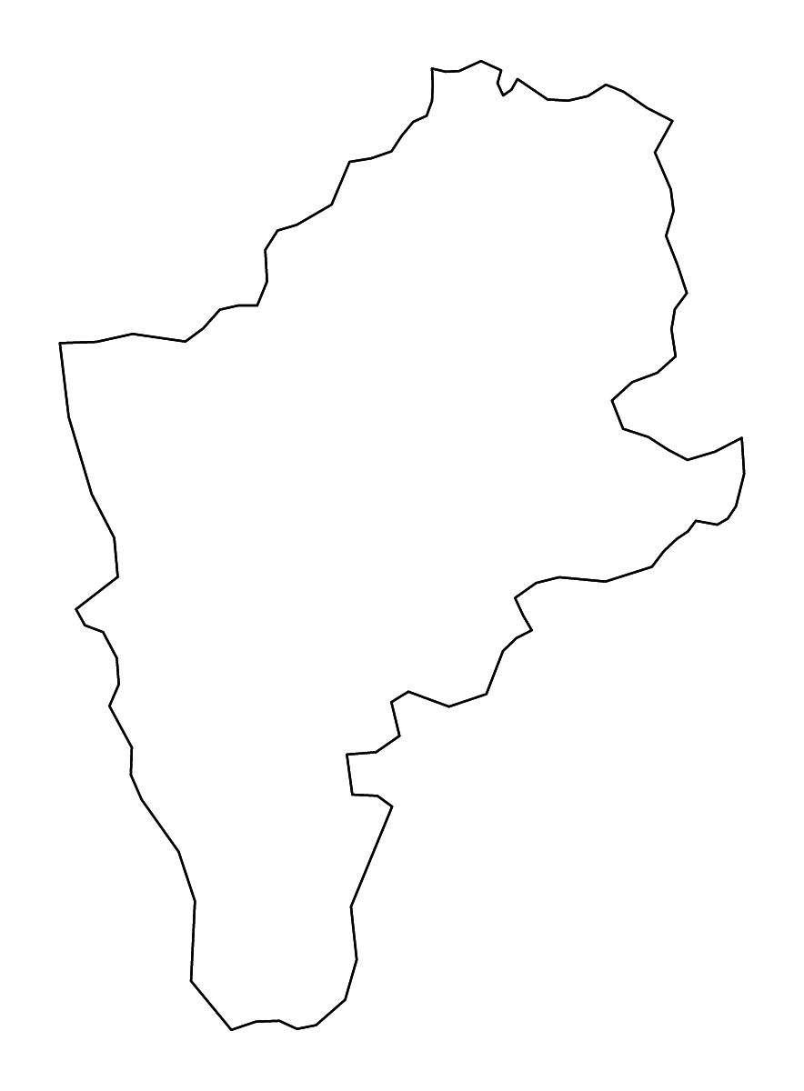 Mapa de contorno de Sliven, Bulgaria con ríos.