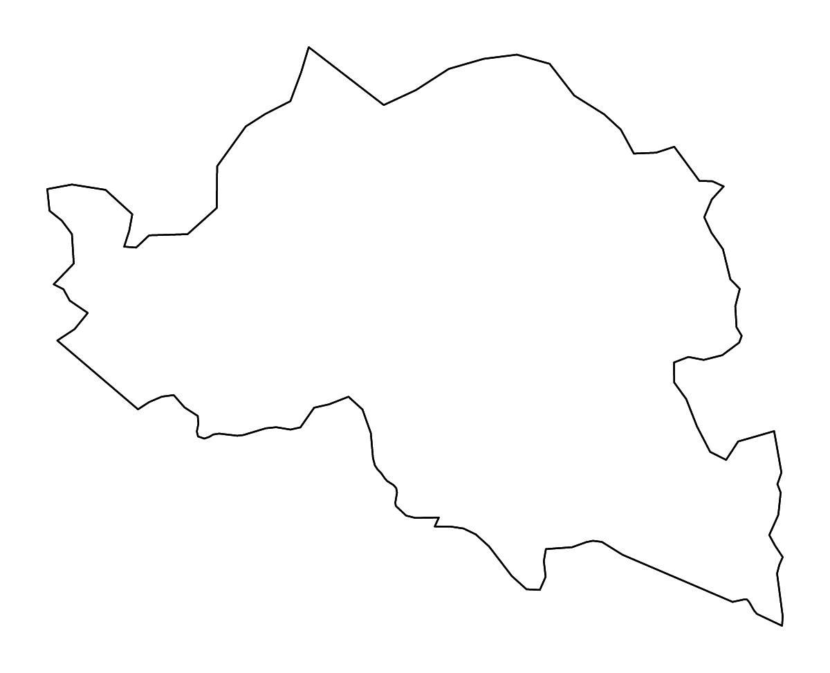 Outline map of Smolyan, Bulgaria with rivers.