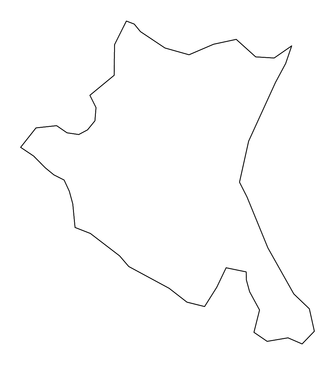 Outline map of Sofia Province (2243), Bulgaria with rivers.