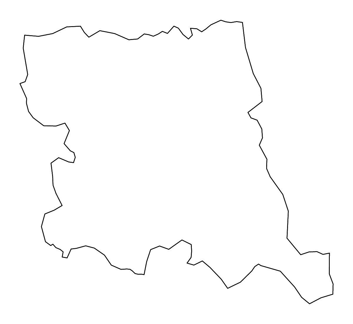 Mapa de contorno de Stara Zagora, Bulgaria con ríos.