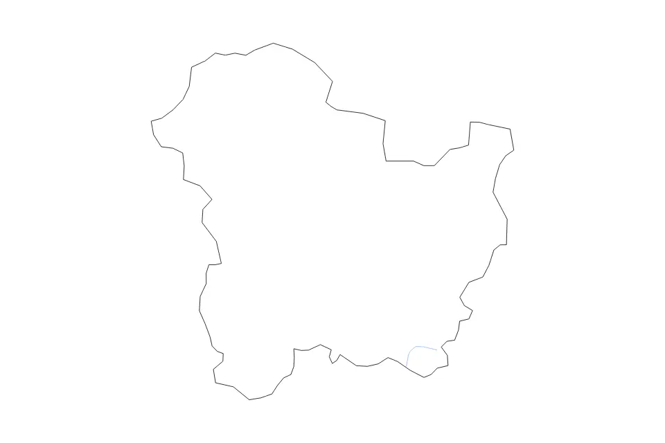 Mapa de Targovishte, Bulgaria de tipo contorno y ríos para Europa, con contorno y ríos con límites limpios.