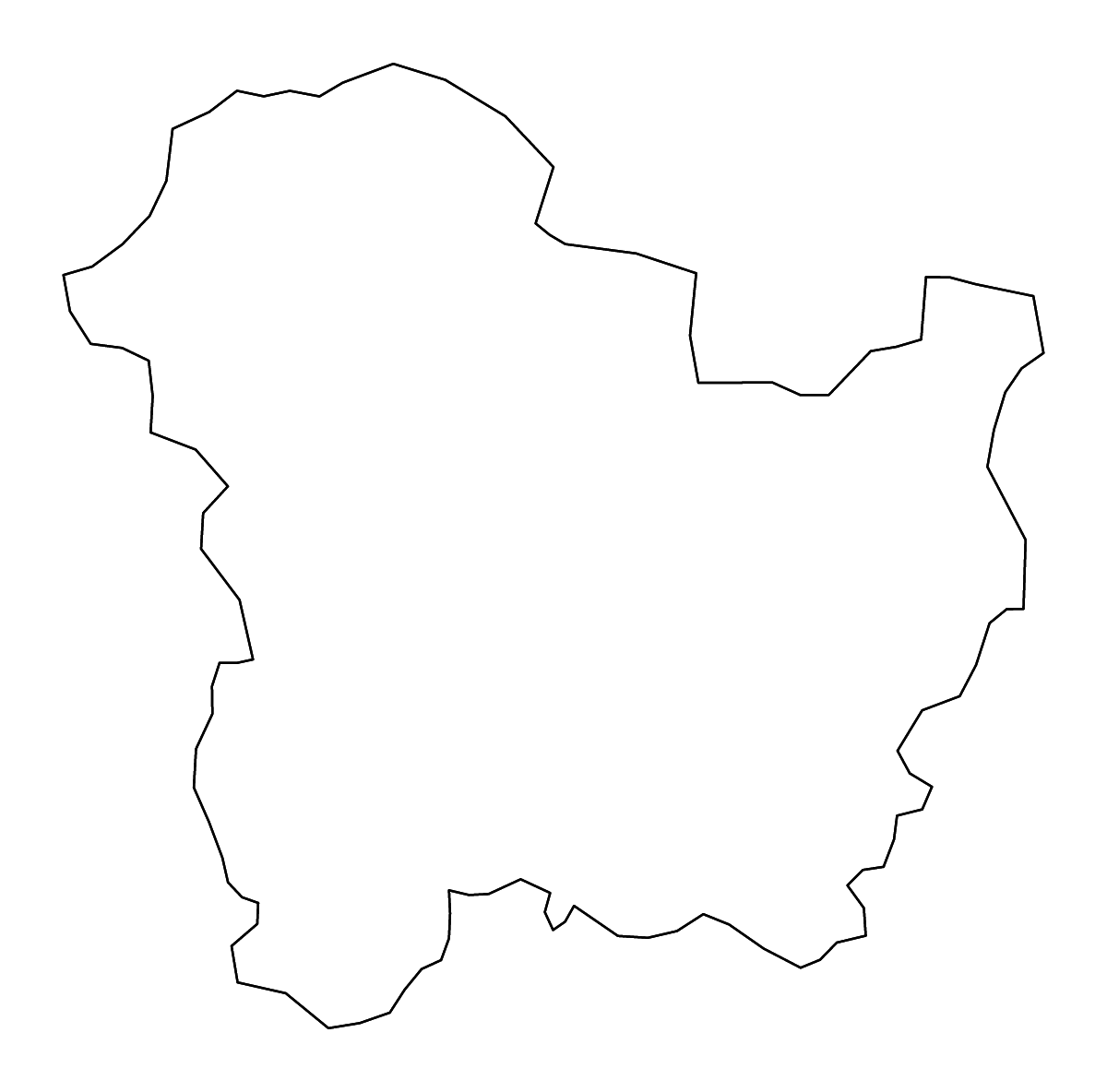 Mapa de contorno de Targovishte, Bulgaria con ríos.
