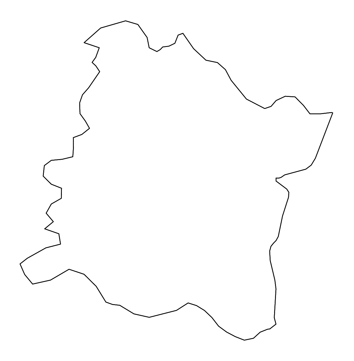 Mapa de contorno de Varna, Bulgaria con ríos.